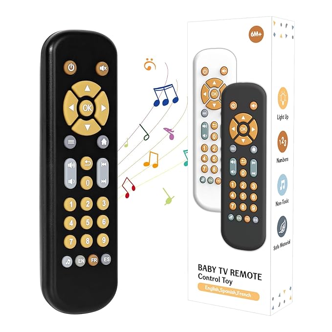 Baby remote control toy light up musical learning toy for infants 6 to 12 months