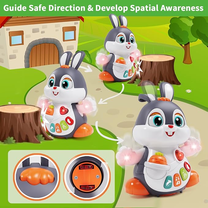 Baby sensory toy with lights and music bunny toy for tummy time and crawling