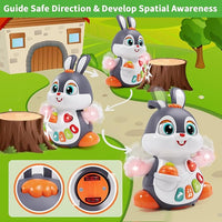 Baby sensory toy with lights and music bunny toy for tummy time and crawling