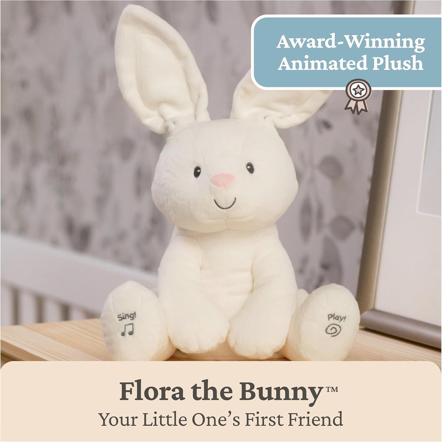 Singing plush bunny toy for babies 0+ with soft cream fabric