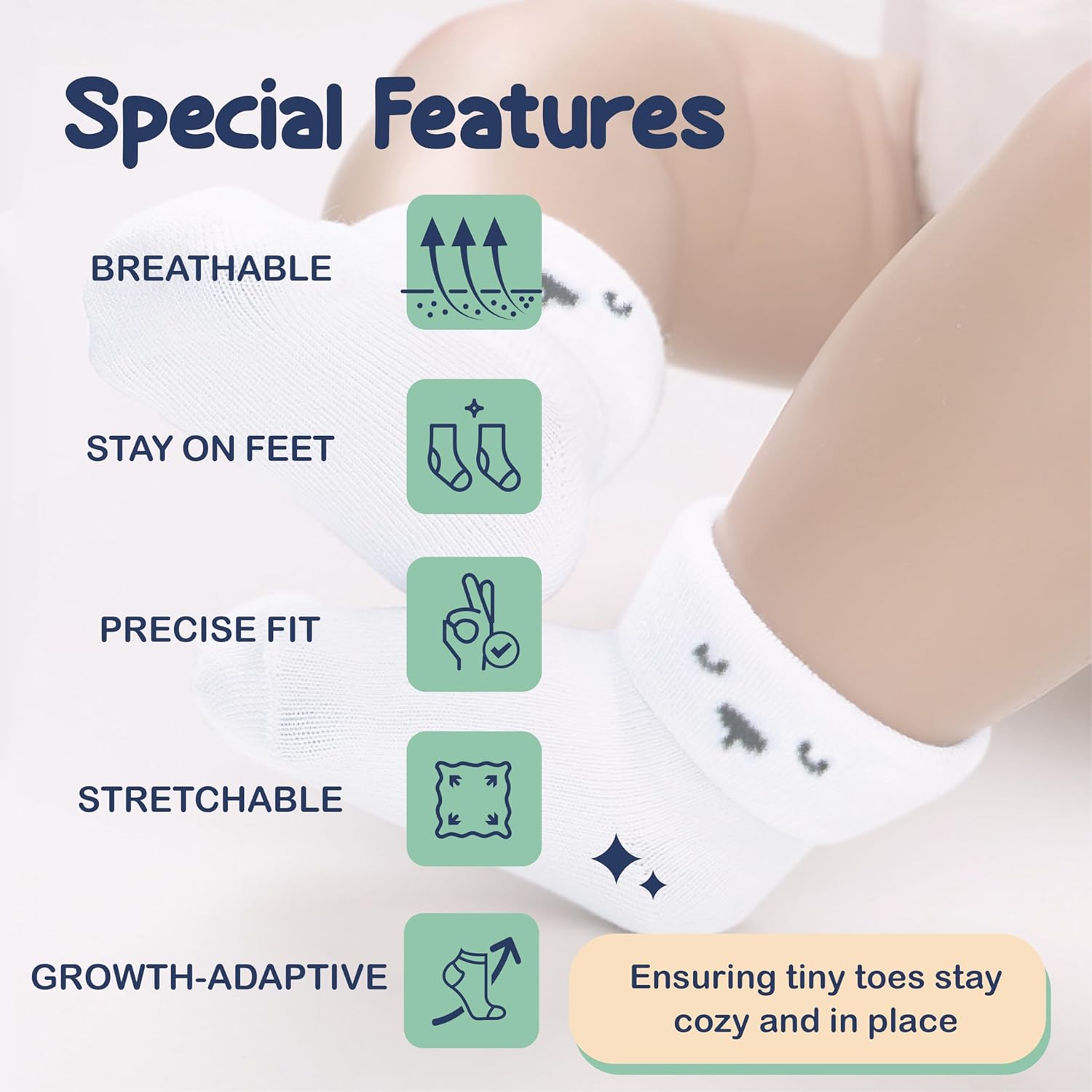 Gentle cotton socks for newborn boys and girls, providing warmth and comfort