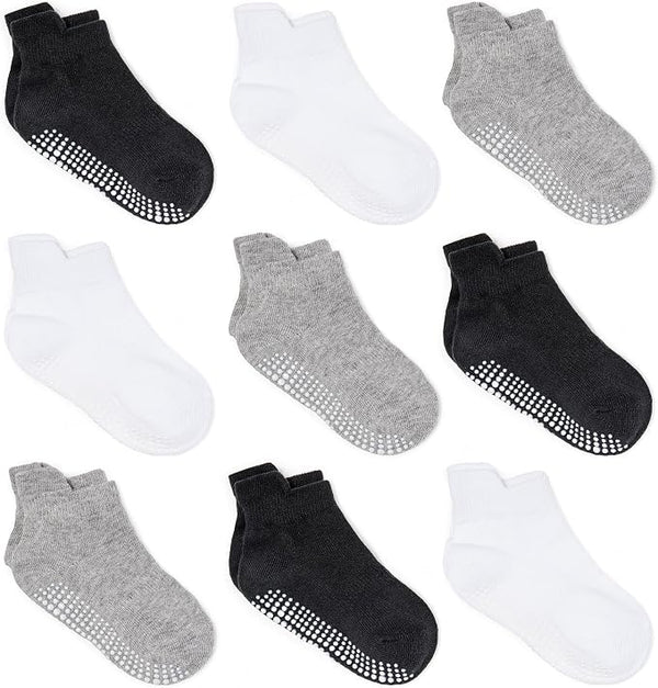 9 Pairs Baby Socks for 0–3 Years – Soft Newborn & Infant Non-Slip Socks with Grip for Crawling and Walking