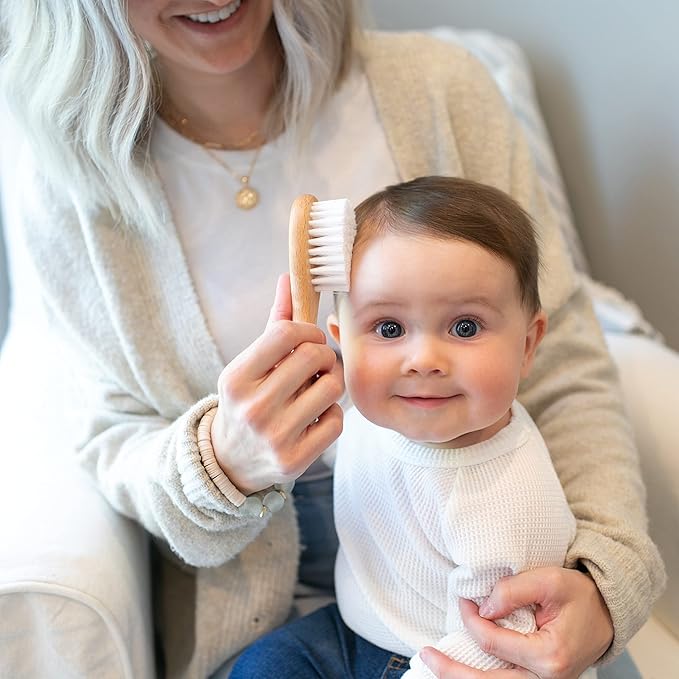 Ultra-soft bristles of the baby brush for gentle scalp massage