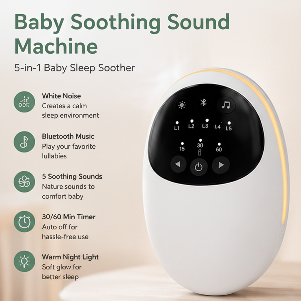 Compact baby sound machine angled product view