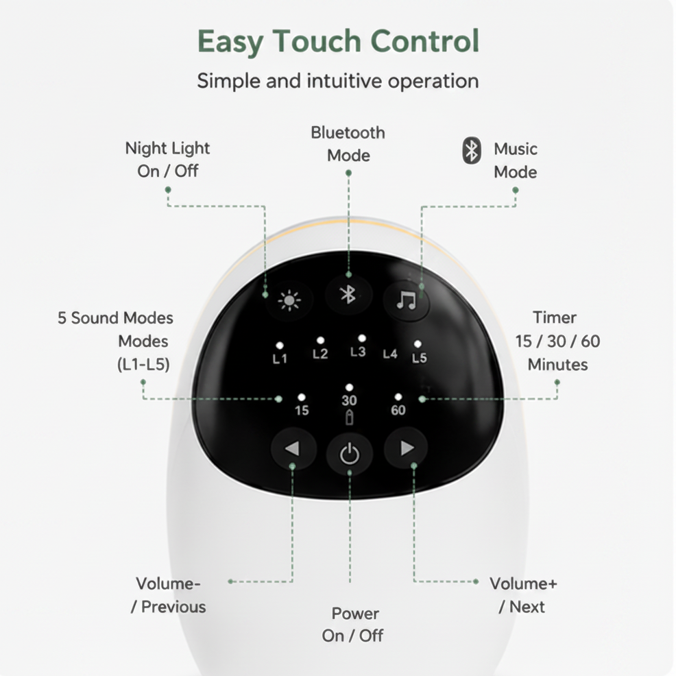 Portable baby sound machine back view