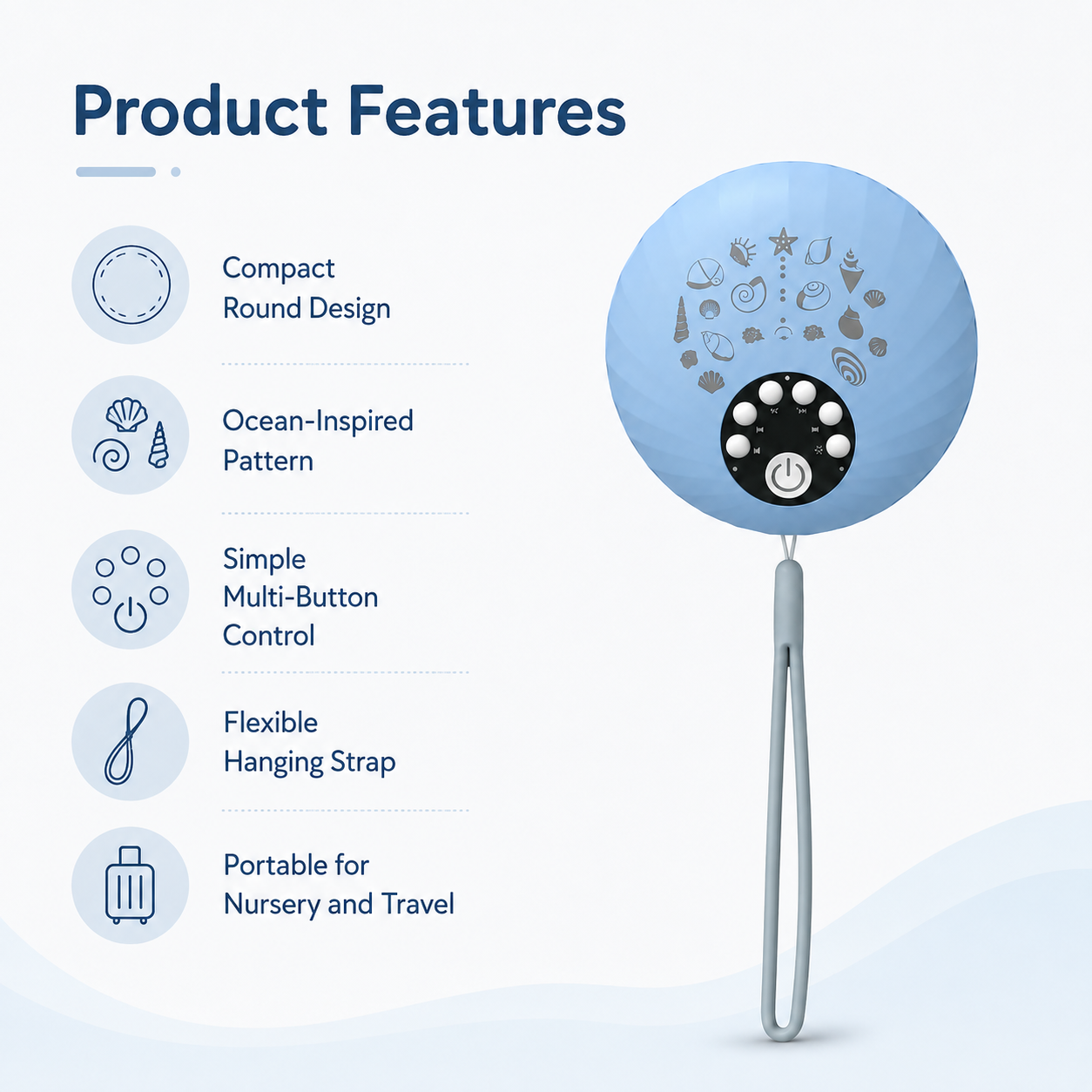 Baby Sound Machine with Simple Front Control Buttons