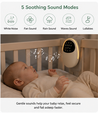 Baby sound machine placed in a nursery setting