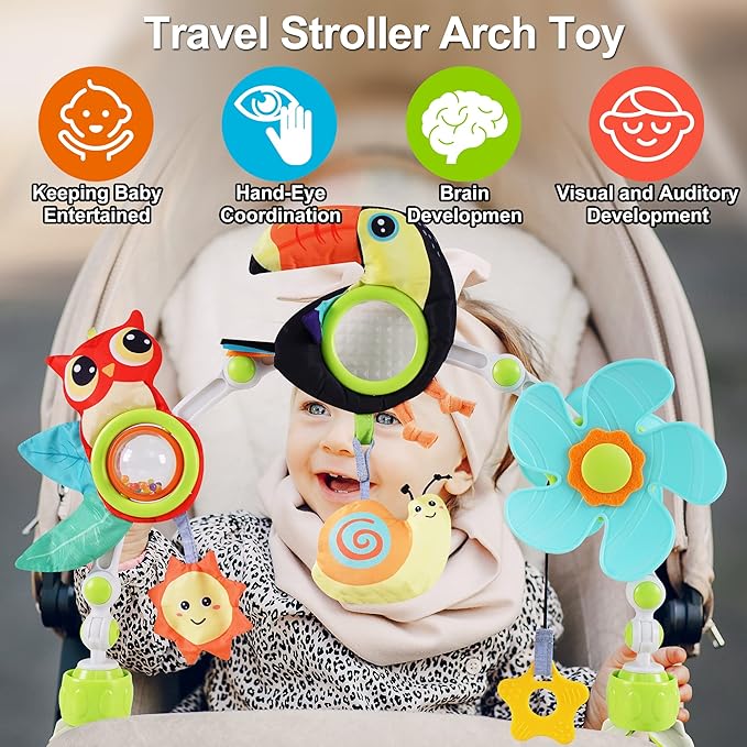 Baby Stroller Hanging Arch Toy With Clip On Design