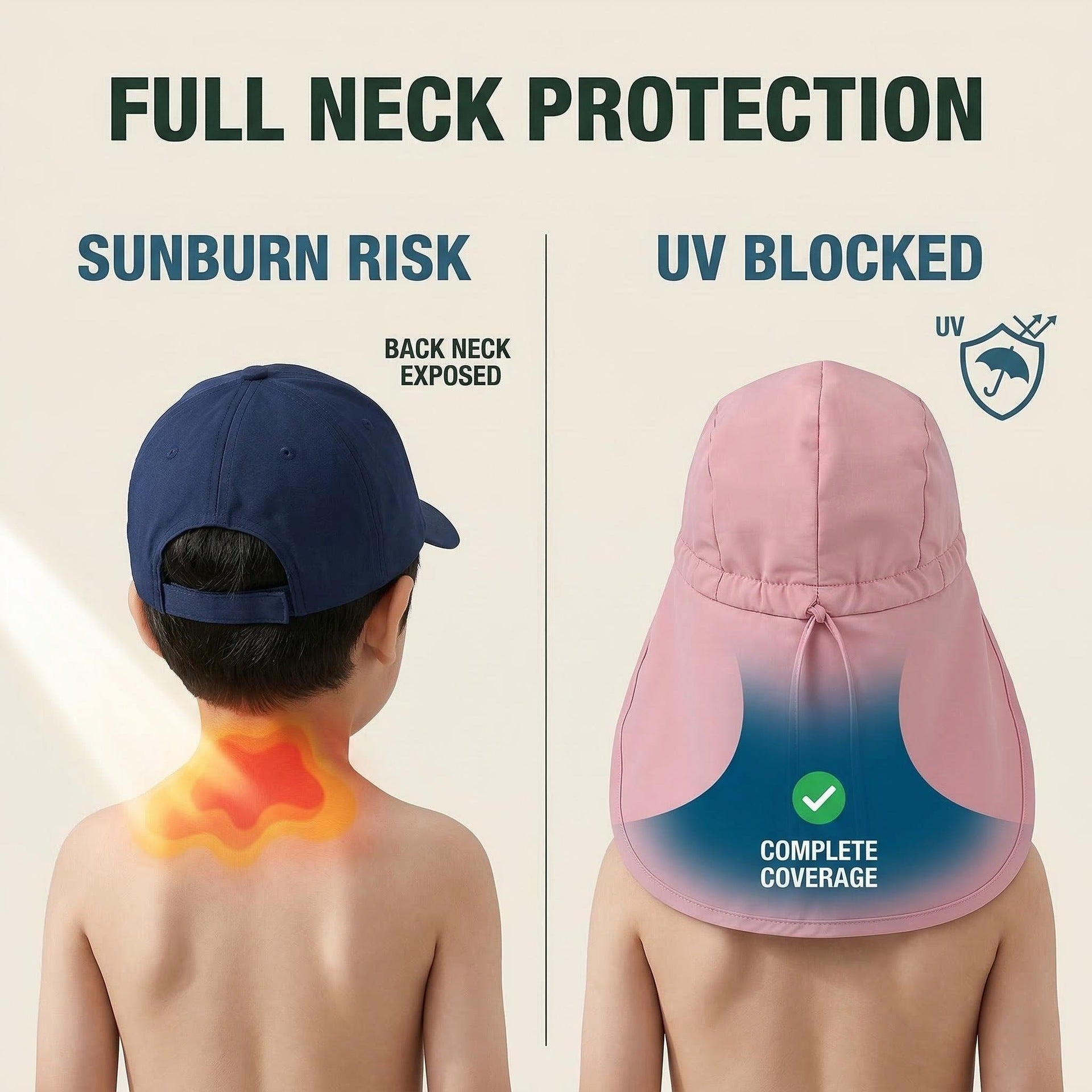 Side View of Baby Sun Hat with Neck Flap for Extra Neck Coverage
