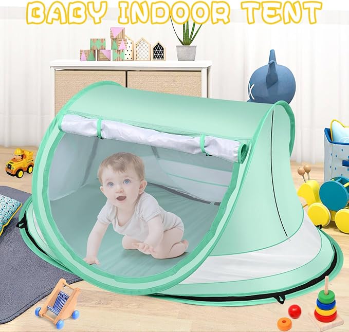 Baby sun shade beach tent with breathable mesh windows