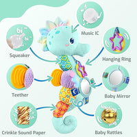 Baby Teething Sensory Plush Toy With Crinkle And Mirror