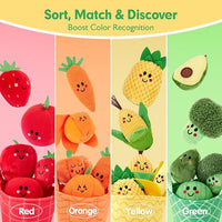 Baby teething and sensory toys 16pcs fruit and vegetable set with crinkle and rattle