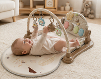 Soft baby tummy time activity gym with animal print mat