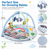 Baby tummy time activity play mat with overhead arches
