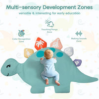 Baby tummy time play gym with colorful dinosaur design