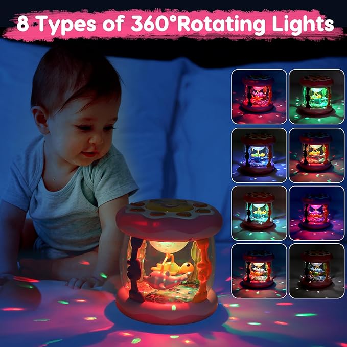 Baby tummy time projector toy for crawling light up musical sensory toy for infants development