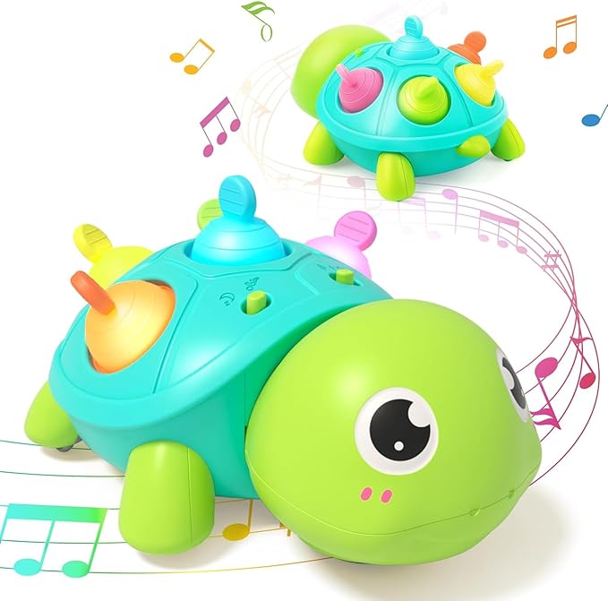 Baby turtle crawling toy with light and sound for infants