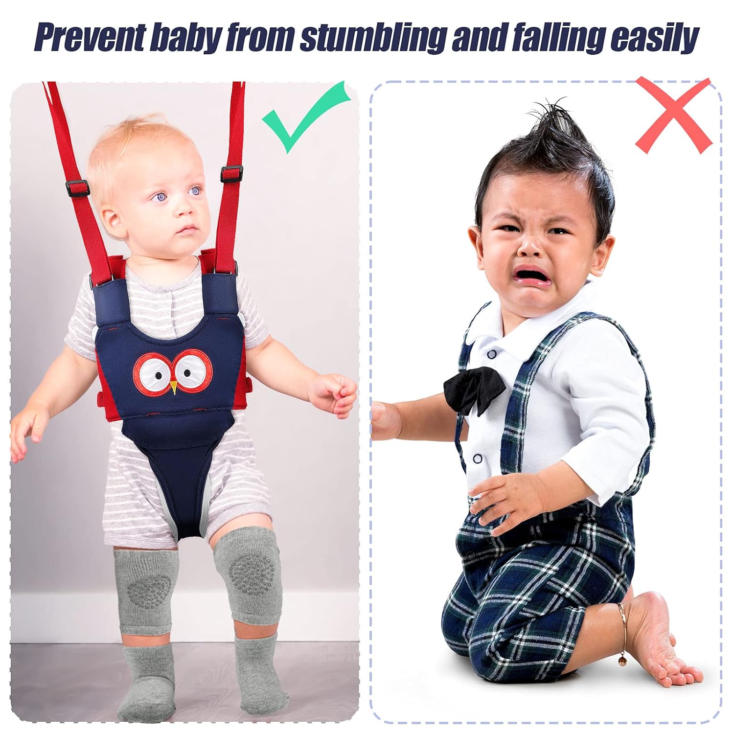 Close view of buckle fastenings on adjustable toddler harness
