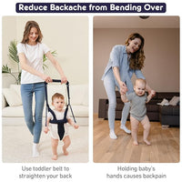 Dual parent handles on adjustable baby walking harness