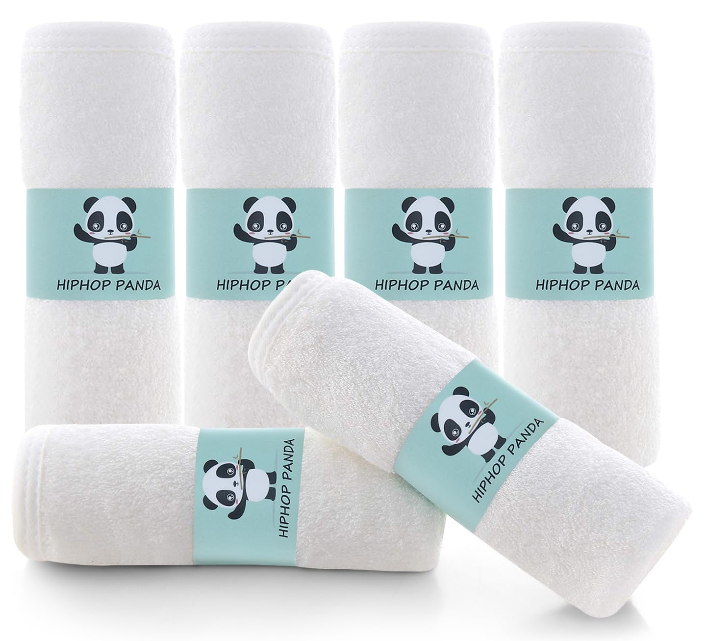 Set of 6 ultra-soft bamboo rayon baby washcloths for newborn bath time