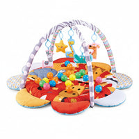 Baby activity gym play mat with colorful balls and hanging animal toys