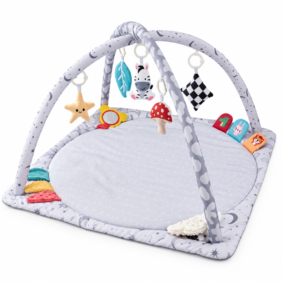 Baby activity gym play mat with hanging sensory toys