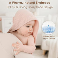 Packaged muslin hooded baby towel set ready for gifting
