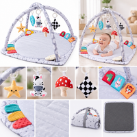 Baby play gym with detachable hanging toys and padded mat