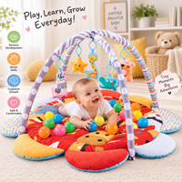 Colorful baby play gym with play balls and soft padded mat