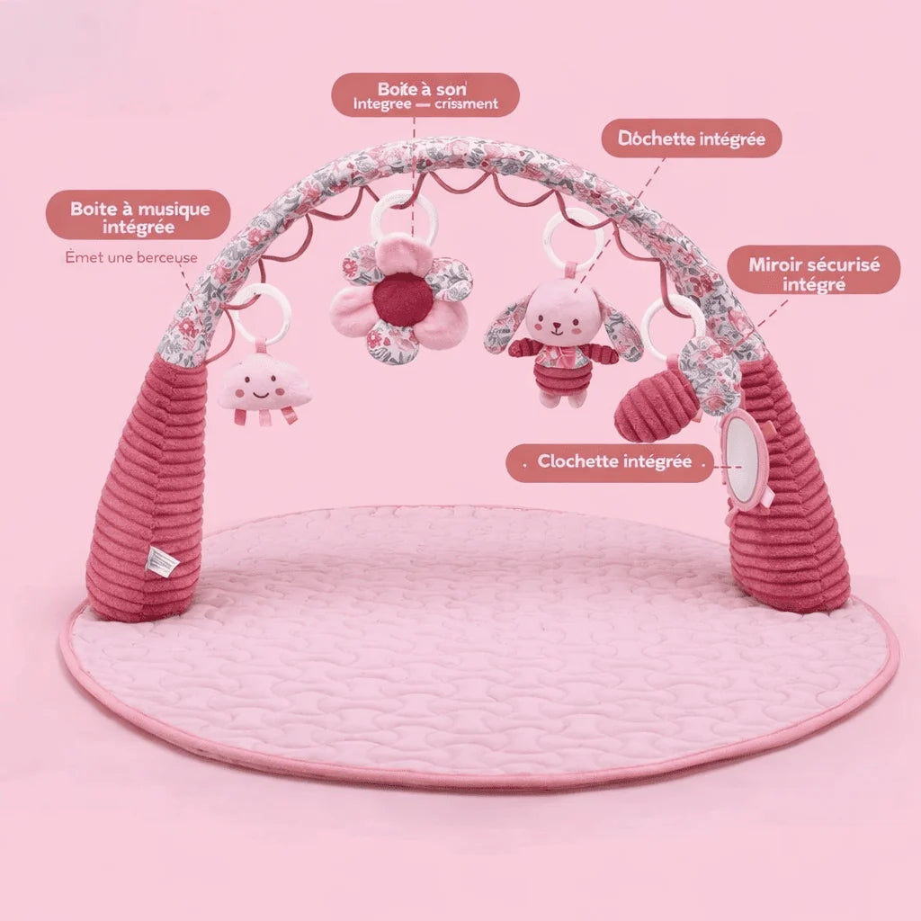 Baby play gym with detachable hanging toys and activity arch