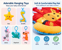 Multicolor baby sensory activity mat with hanging toys and play balls