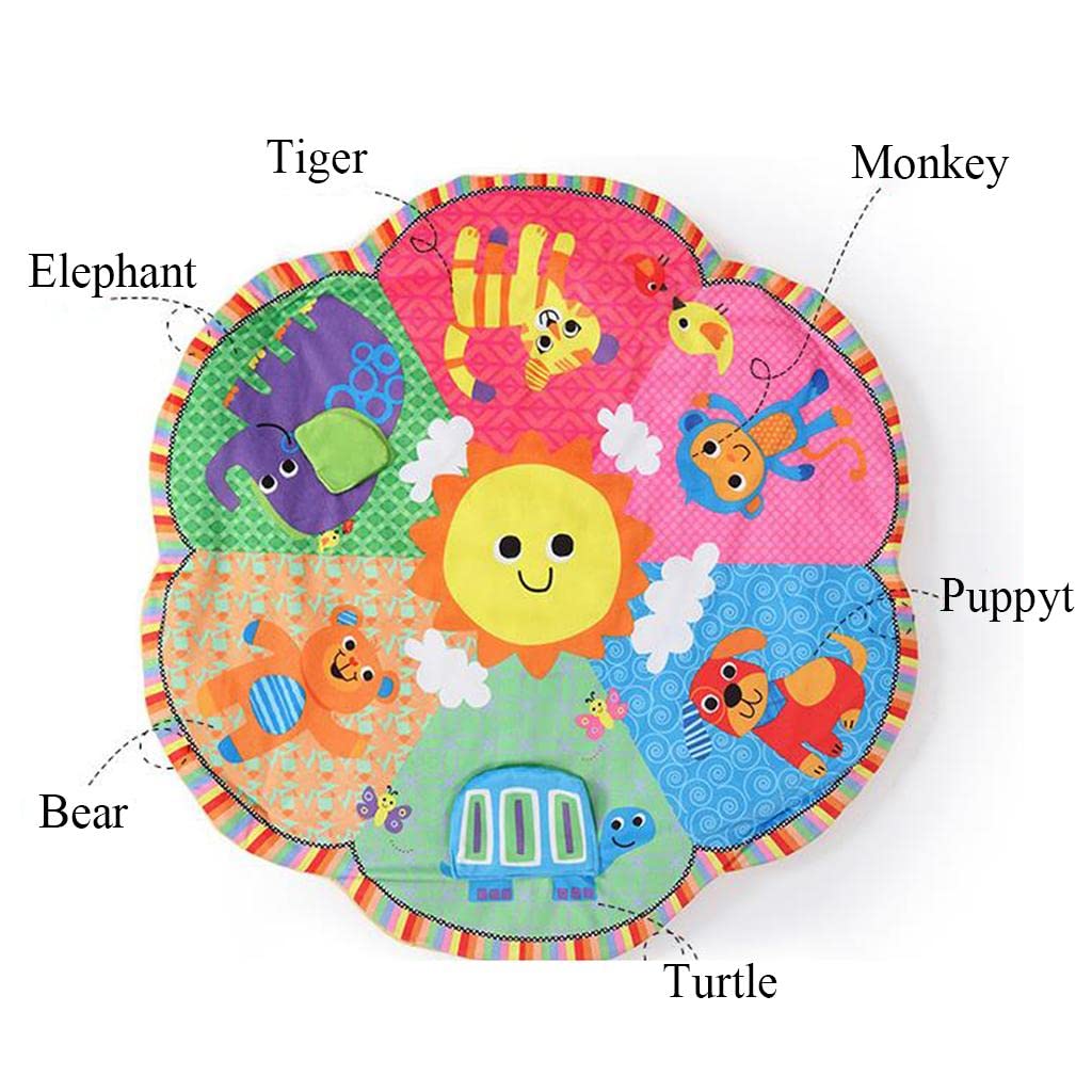 Baby sensory floor gym with colorful hanging animal toys