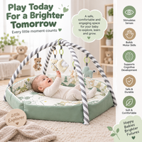 Baby sensory play gym with teddy bear and animal hanging toys