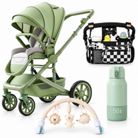Baby stroller travel bundle with organizer bag, bottle warmer and stroller activity arch