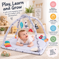 Soft padded baby tummy time play mat with activity arches