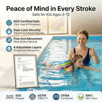 Kids back floatation belt with adjustable buoyancy for swim training