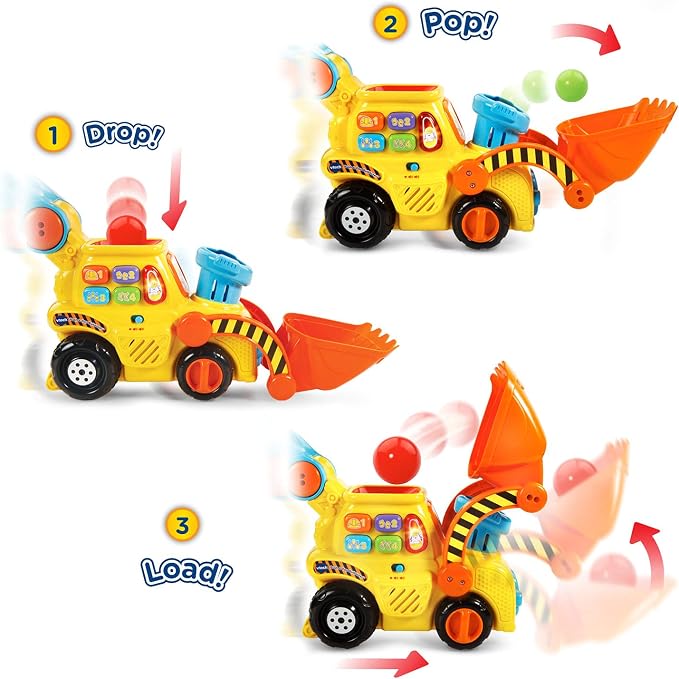 Bulldozer toy with colourful ball popping activity