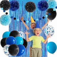 Blue and black balloons decoration for birthday party celebration