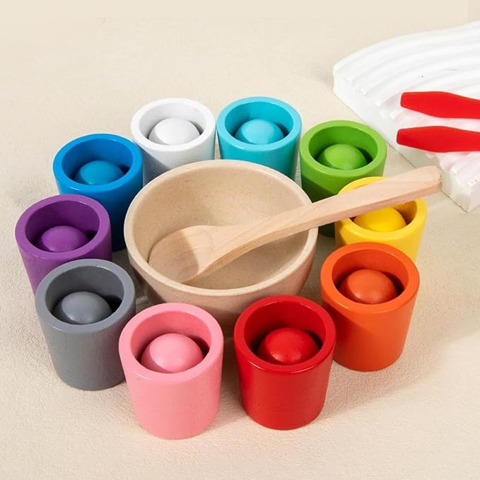 Balls in cups Montessori toy for baby color recognition play