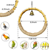 bamboo bird perch with hemp rope hanging swing
