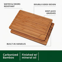 Bamboo cutting board used for vegetable and meal preparation