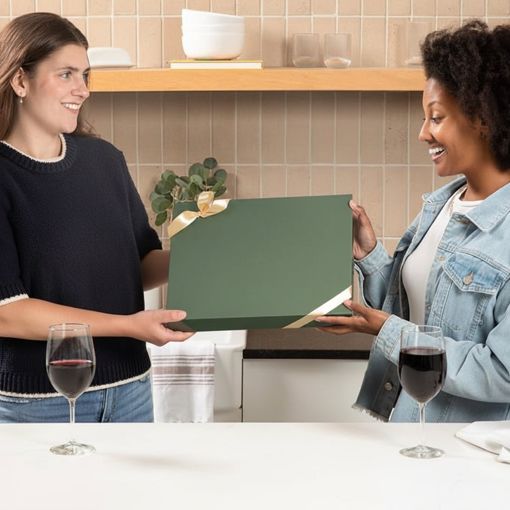 Bamboo charcuterie board set with cheese knives and utensil holder