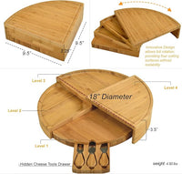 Bamboo charcuterie board set with cheese serving utensils