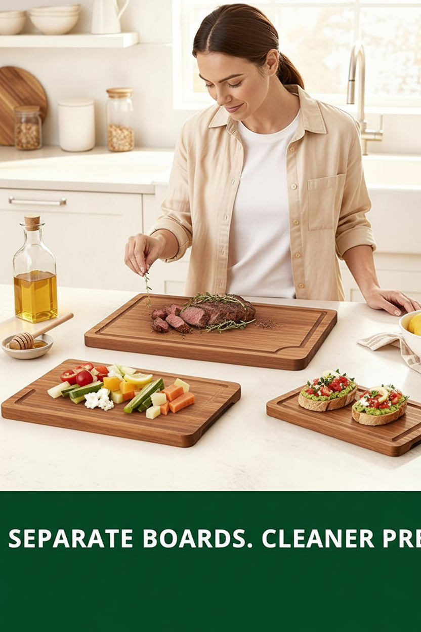 Bamboo chopping board for everyday kitchen food preparation