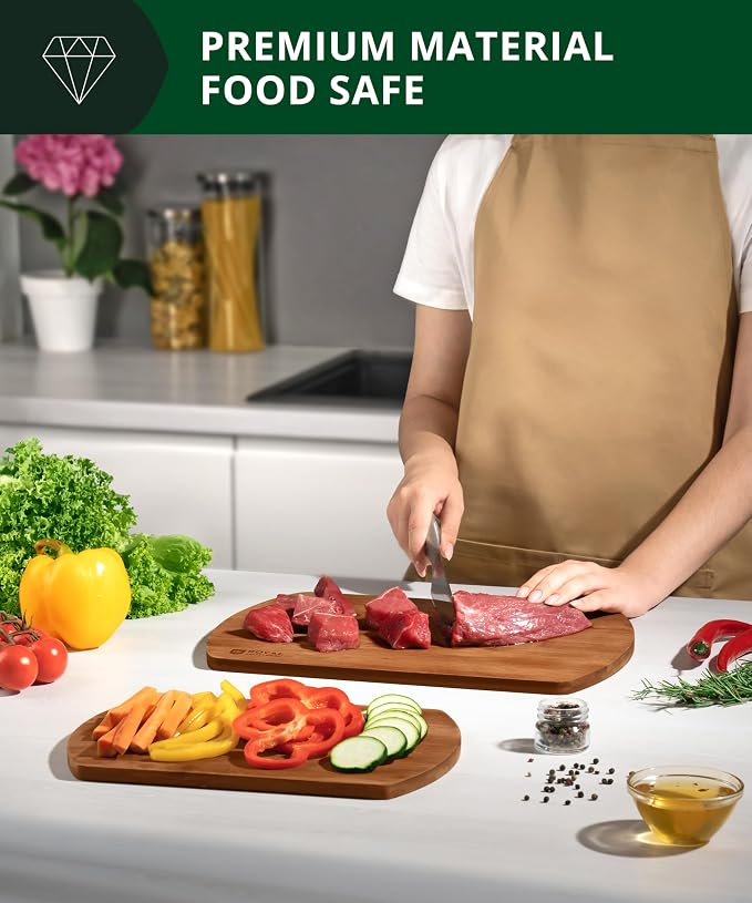 Natural bamboo cutting board used for everyday meal preparation