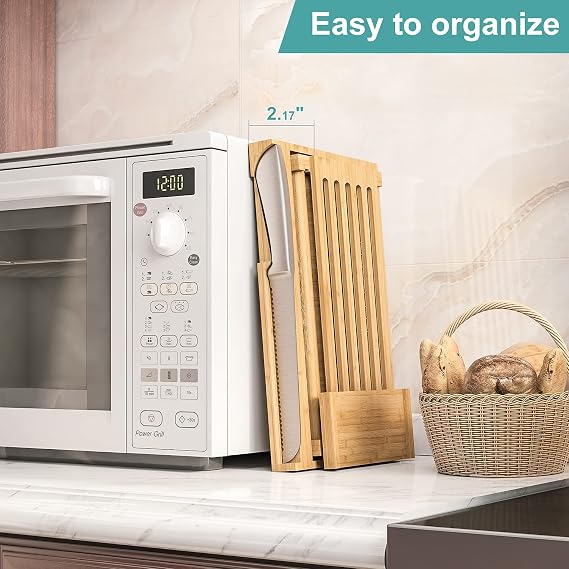 adjustable bread slicing board with crumb tray