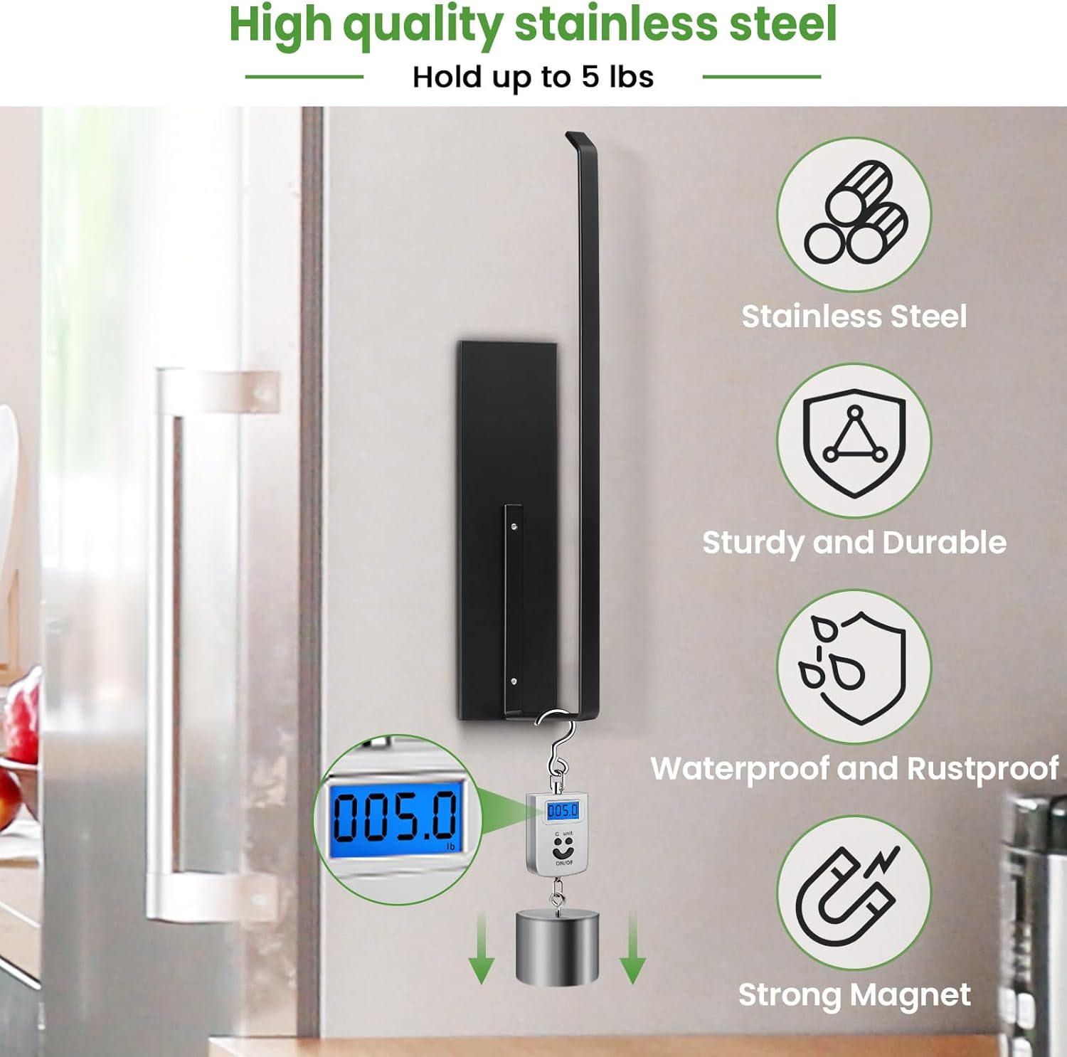 Refrigerator paper roll holder with space-saving design