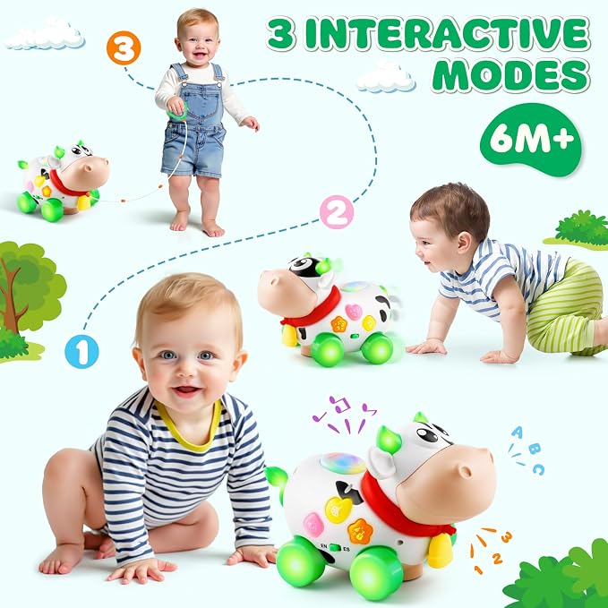Battery-operated musical cow activity toy