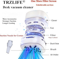 Battery-Powered Mini Desk Vacuum Cleaner for Crumbs, Dust, and Small Debris, White.