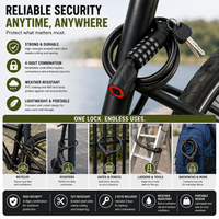 Bicycle Lock, Bike Lock, Cycling Lock, Cable Bike Lock, Combination Bike Lock, Bicycle Lock Cable, Bike Cable Lock with Five-Digit Combination and Thick Steel Cable
